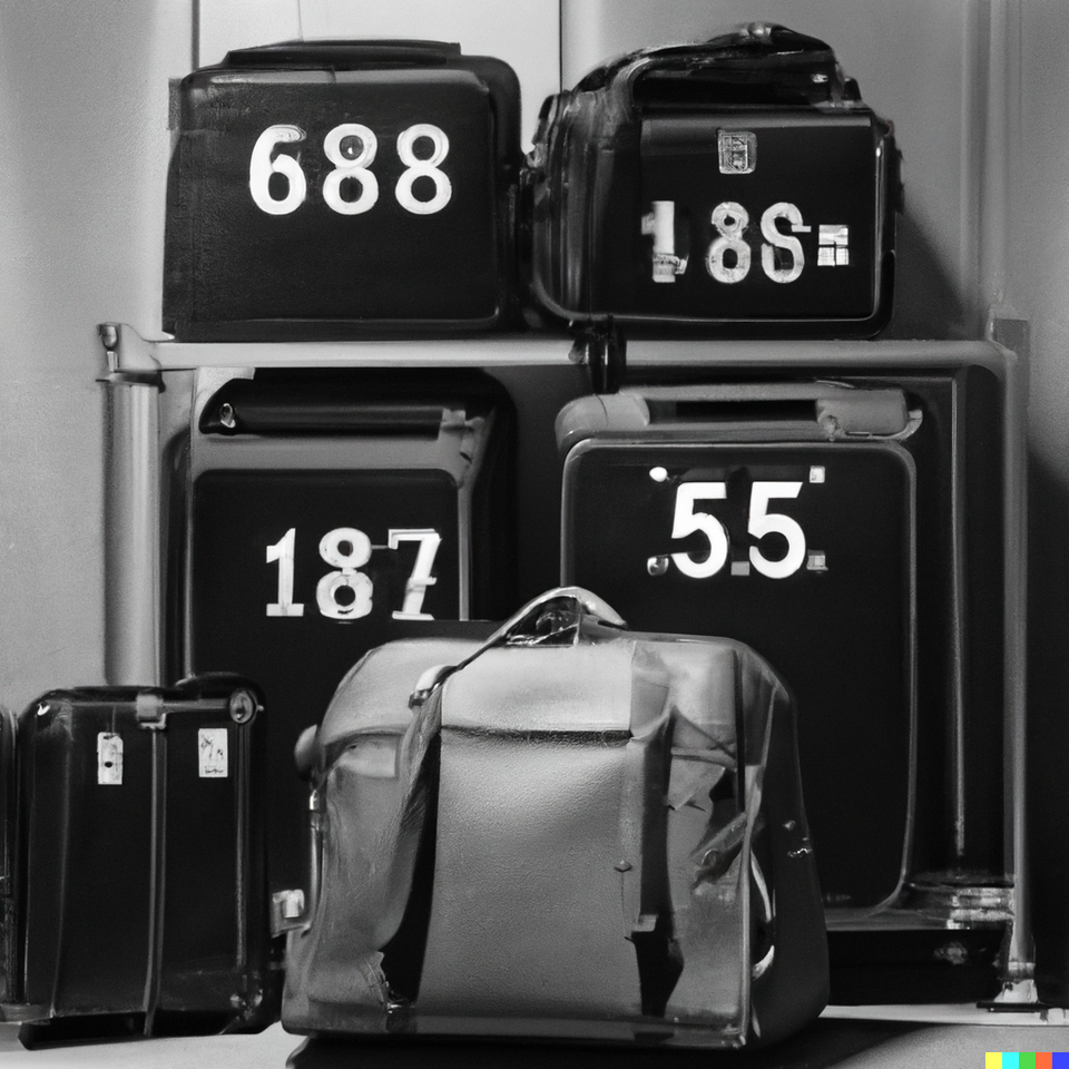A photo of various sizes of luggage, including sma